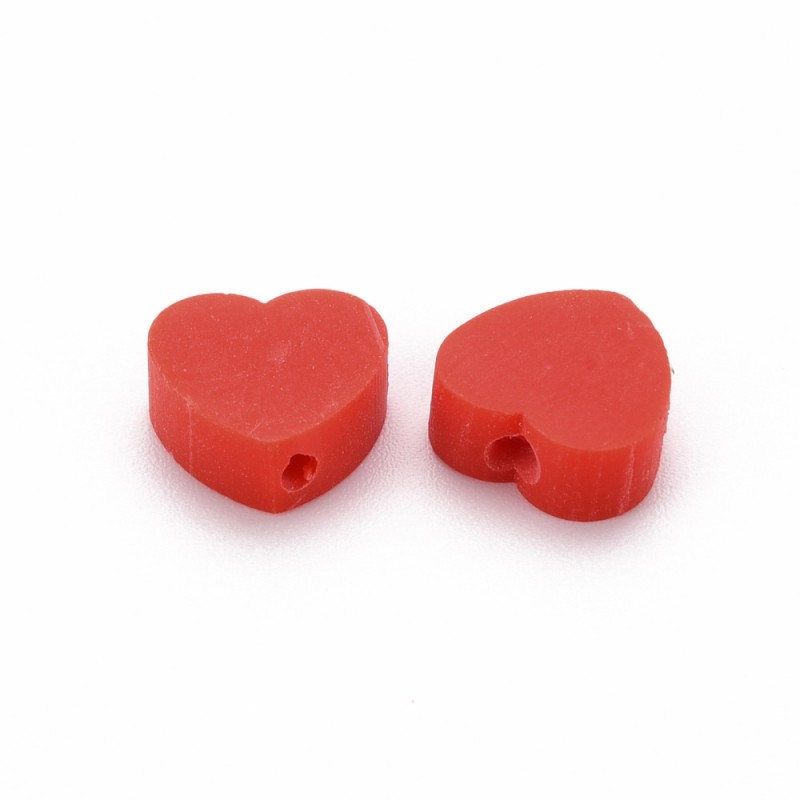 Perle synthétique cœur rouge 8,5x9,5mm x5  - 1