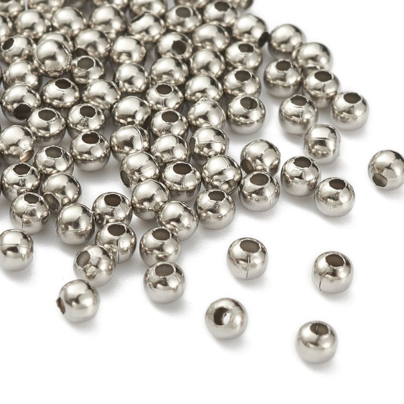 Perles ronde 3x3mm en acier inoxydable x10  - 3