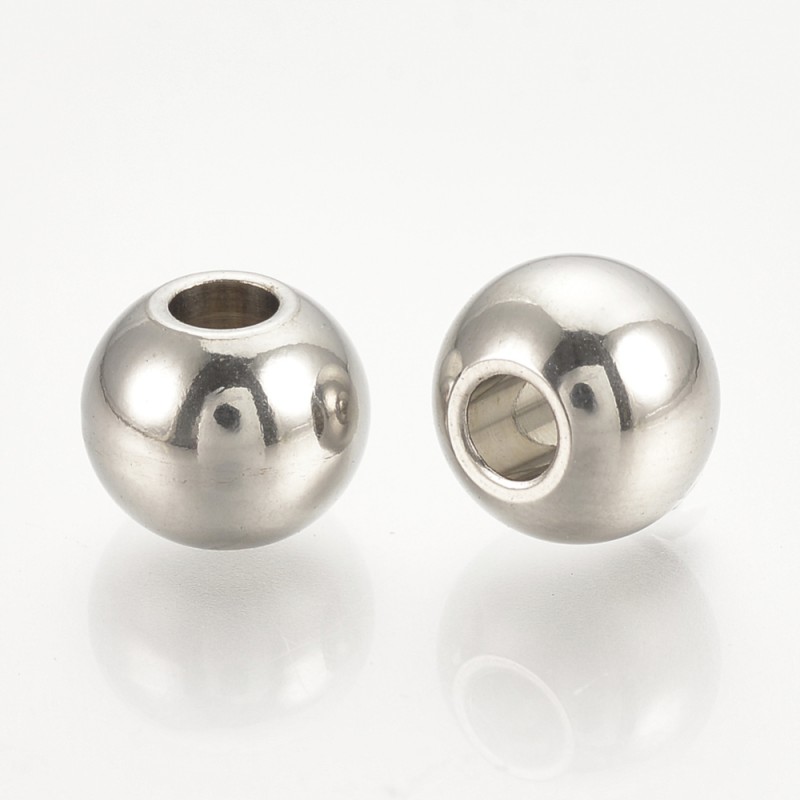 Perles ronde 4x3mm en acier inoxydable x10  - 1