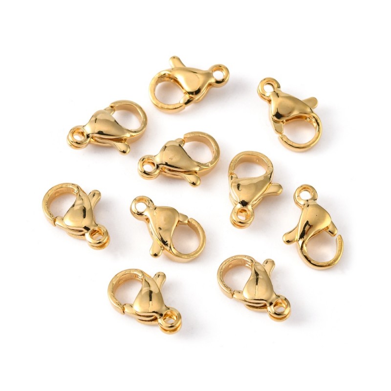 Fermoir mousqueton, polissage manuel, acier inoxydable plaqué or 24K x1  - 3