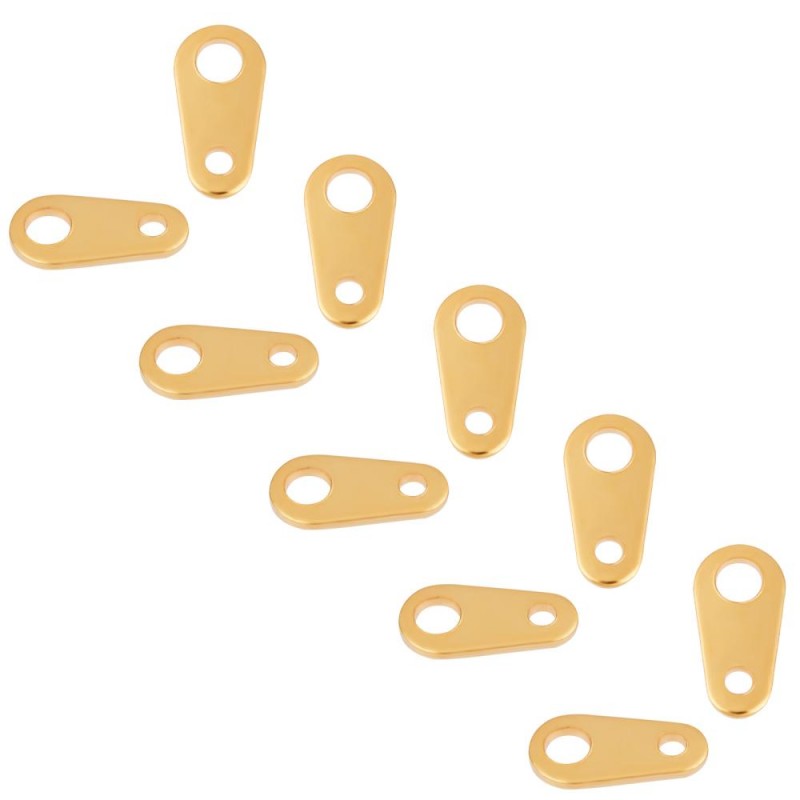 Intercalaire larme trou 1x2mm acier inoxydable couleur dorée  - 2