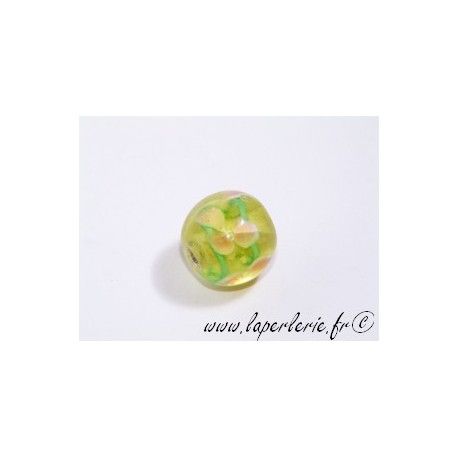 Ronde inclusion 3 fleurs 12mm LIGHT PERIDOT  - 1