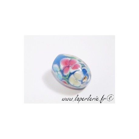 Olive inclusion 3 fleurs 16mm SAPPHIRE  - 1