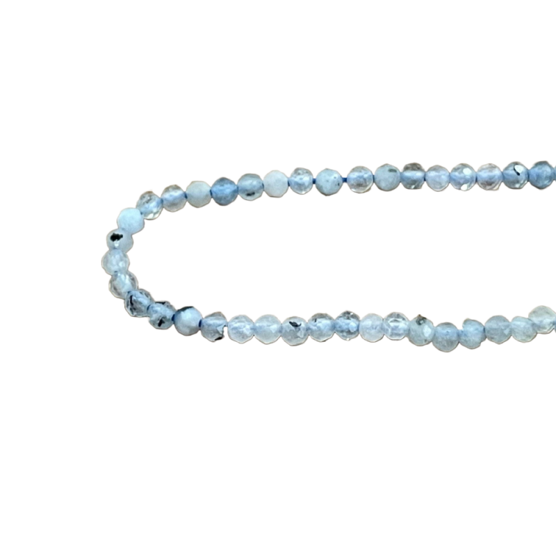 Ronde facettée 2.5mm aigue marine fil de 40cm x1  - 1