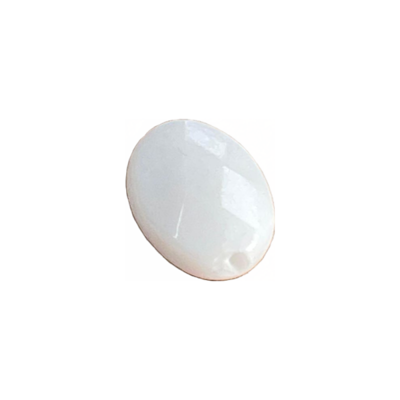Ovale facettée en agate blanche 14x10mm x1  - 1