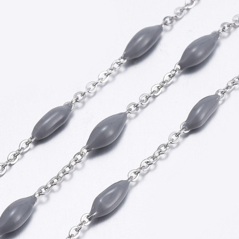 Chaîne maille forçat avec résine époxy en acier inoxydable blanc, gris, rouge x1m  - 2