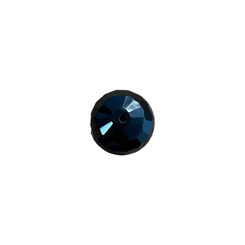 Ronde aplatie facettée agate noire/onyx 16mm x1  - 1