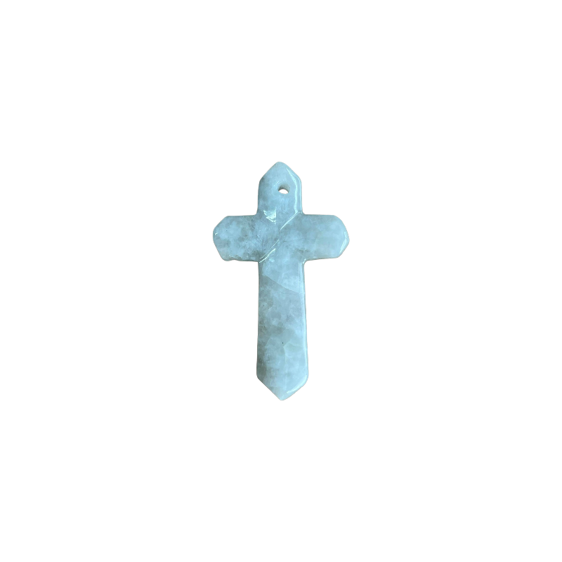 Pendentif croix jade de chine 46x26mm x1  - 1