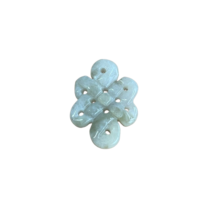 Rosace motif ethnique jade de chine 28x20mm x1  - 1
