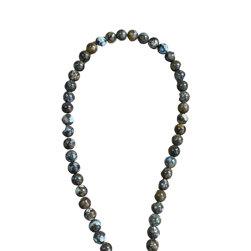 Ronde jaspe fire lace opal fil de 40cm | 2 tailles disponibles x1  - 3