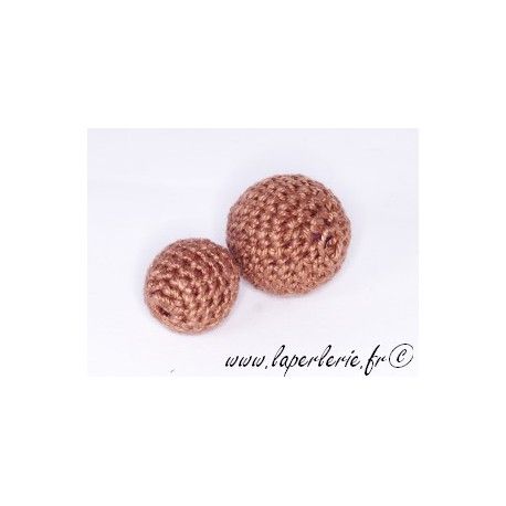 Perle crochet 25mm MARRON x6  - 1