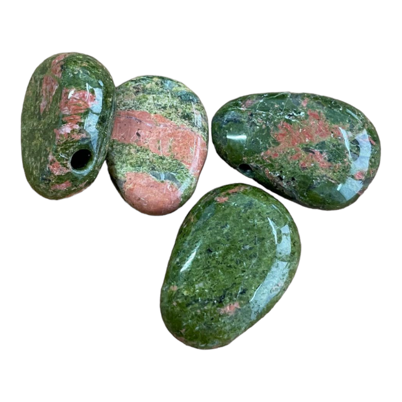 Pendentif goutte en jaspe unakite x1  - 2