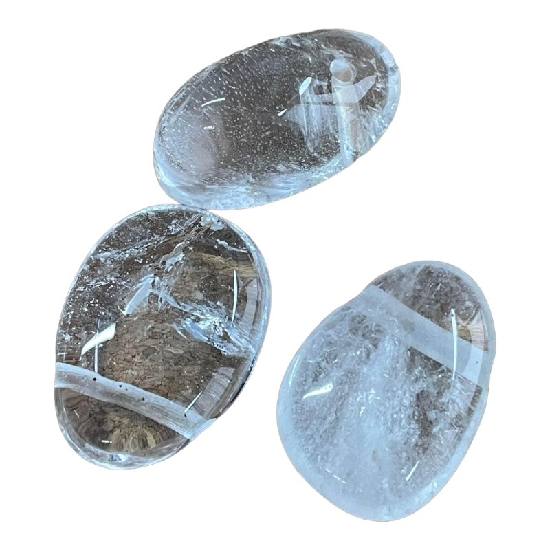 Pendentif goutte 32x22mm cristal de roche x1  - 2