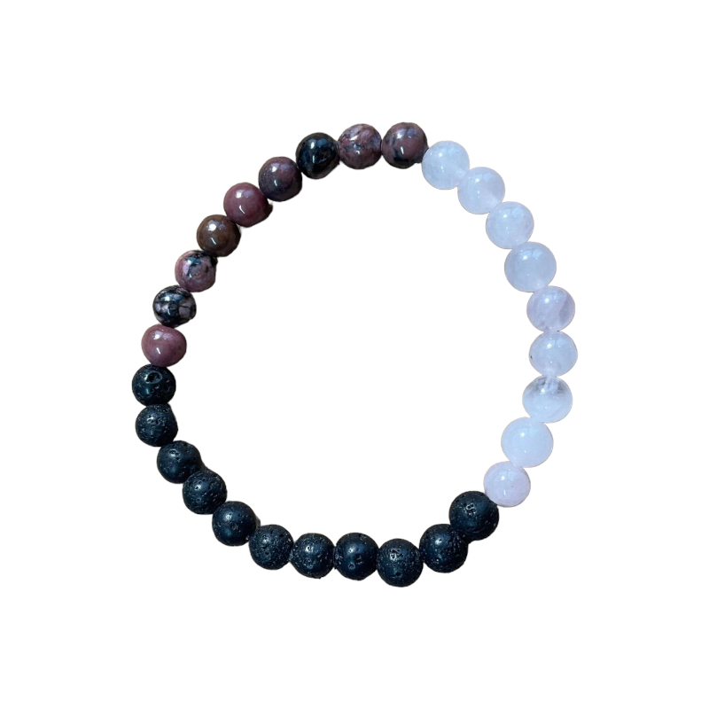 Bracelet énergie - quartz rose + rhodonite + pierre de lave | 2 tailles disponibles x1  - 3