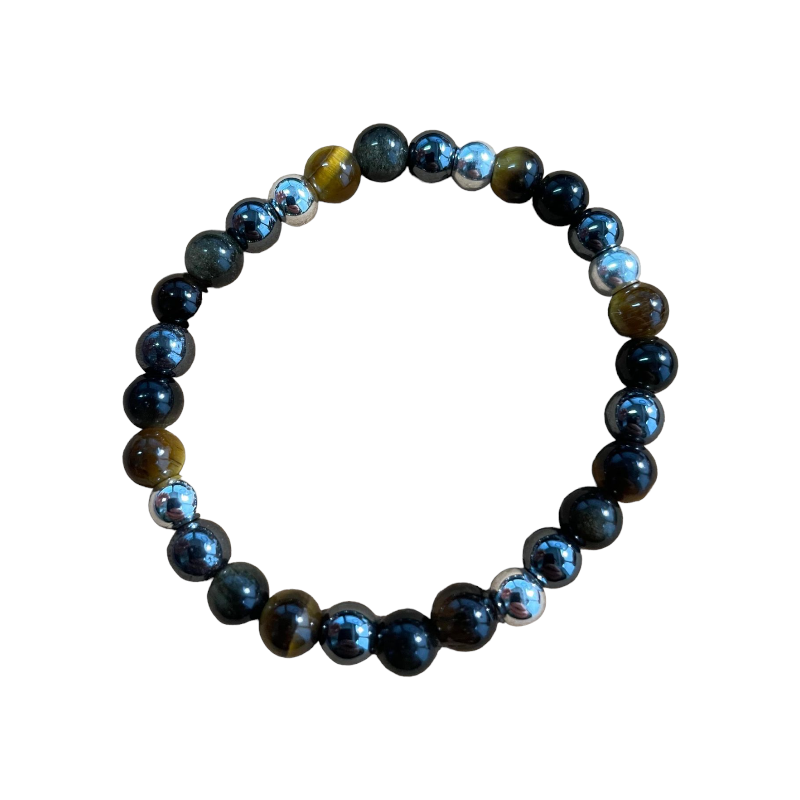 Bracelet protecteur - hématite + obsidienne + œil de tigre | 2 tailles disponibles x1  - 3