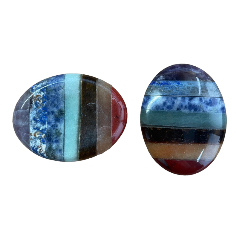 Pierre ovale 7 chakras 45x35mm x1  - 1