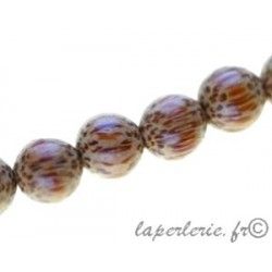 Perle en bois de palmier ronde 10mm, le fil de 40cm.