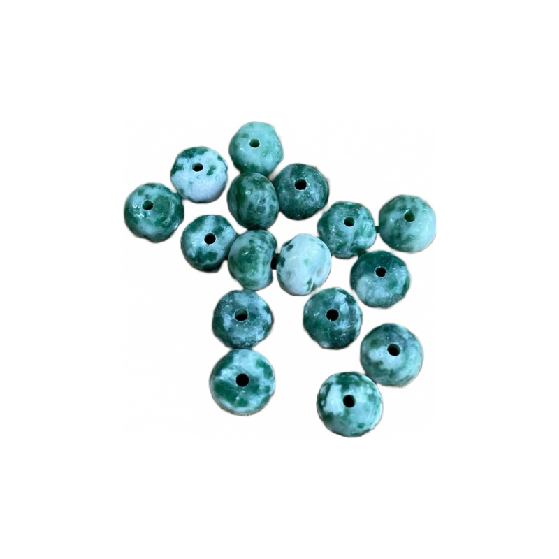 Perle ronde aplatie Agate Mousse 6mm x10  - 1