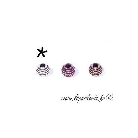 Boule striée 8mm ARGENTÉ VIEILLI  - 1