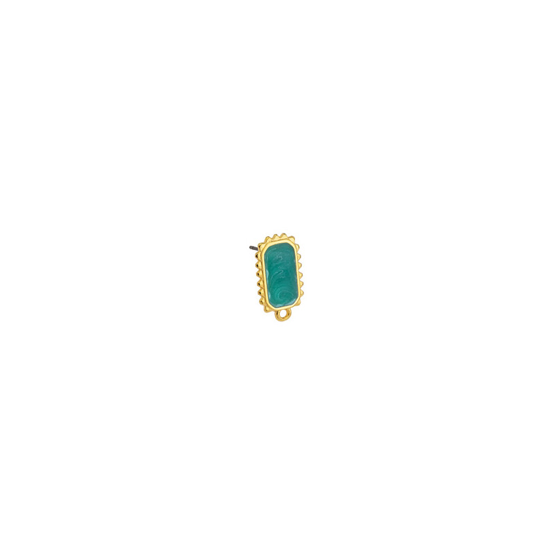 Clou d'oreille émaillé turquoise 10,2 x 18,2mm x1  - 1