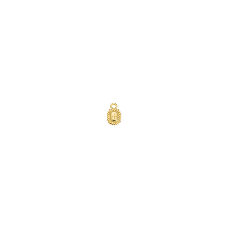 Breloque "croix" dorée à l'or fin 24K 7,2x8,5mm x1  - 1