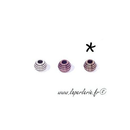 Boule striée 8mm LAITON VIEILLI  - 1