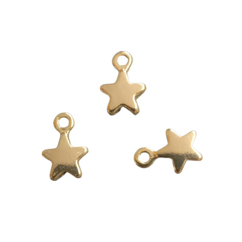 Breloque étoile bombée dorée à l'or fin 24K - 9.9 x 6.8mm x1  - 1