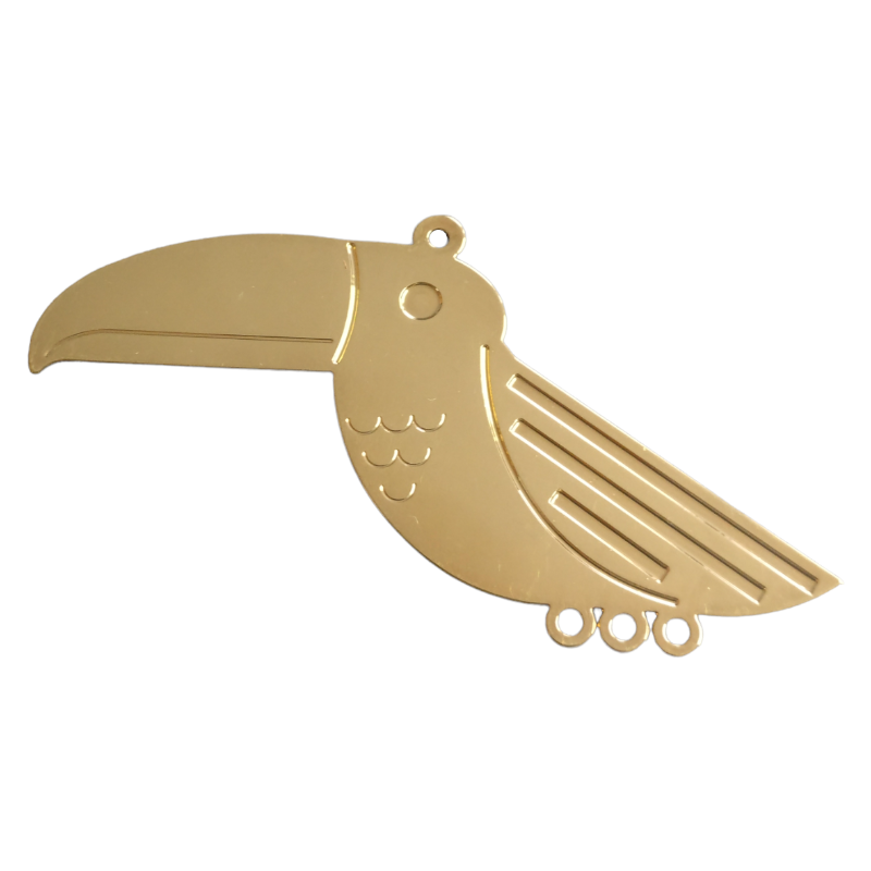 Breloque Toucan dorée à l'or fin 24K - 38.8x71.3mm x1  - 1