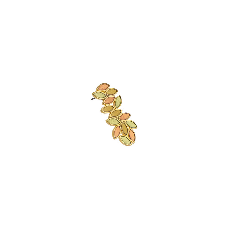 Clous d'oreilles dorés à l'or fin 24K "feuilles" 14.7x33.36mm x2  - 1