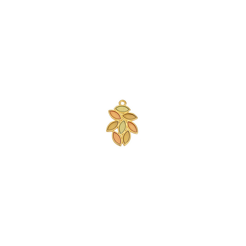 Breloque émaillée dorée "feuilles" 19.5x14.7mm x1  - 2