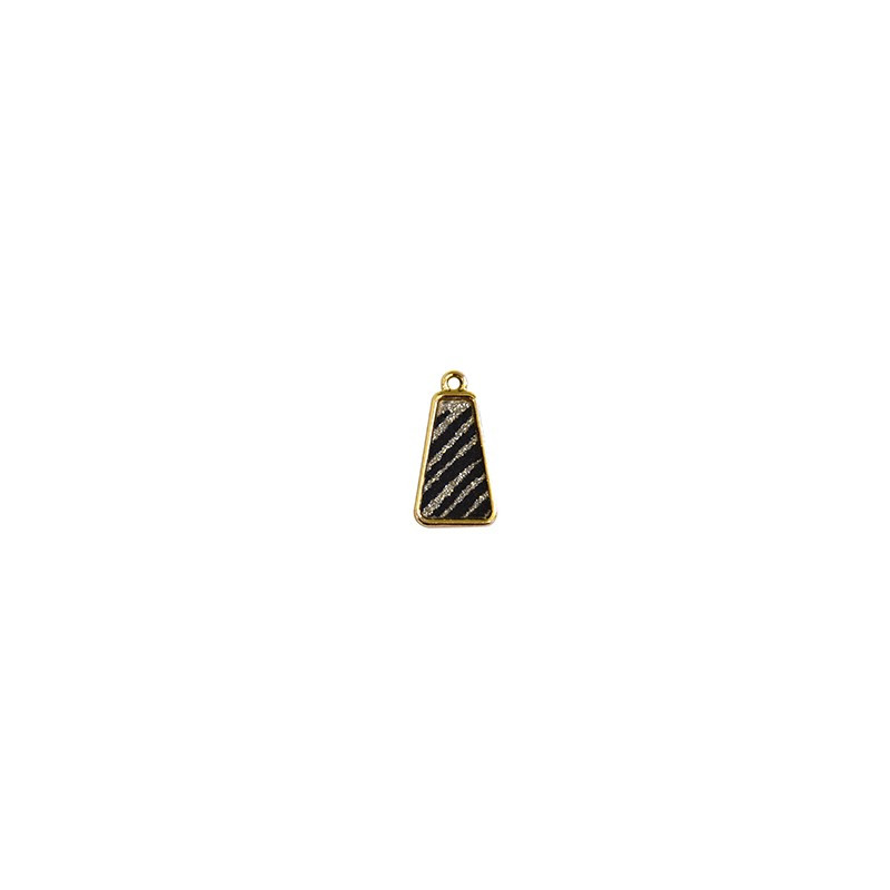 Pendentif trapèze doré en cuir artificiel 23x14mm x1  - 1
