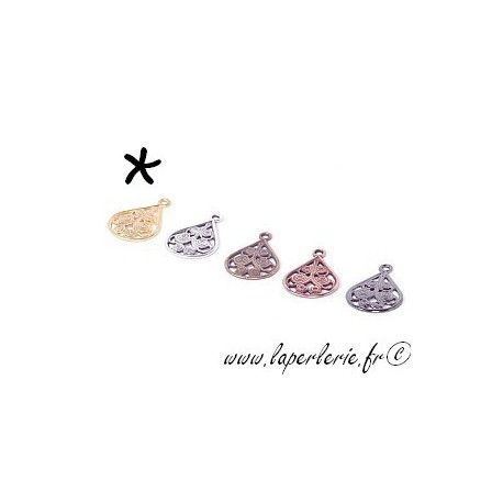 Breloque goutte filigranée 15x10mm DORÉ  - 1