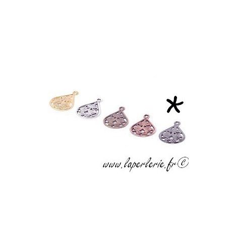 Breloque goutte filigranée 15x10mm ÉTAIN  - 1