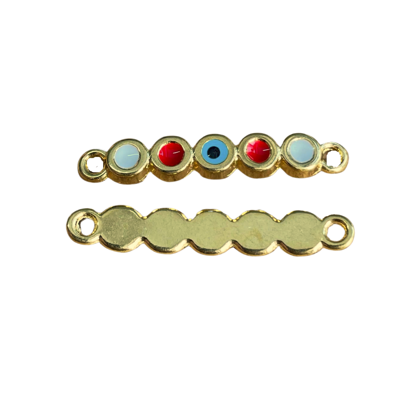 Intercalaire barre avec 5 rond et 2 anneaux fixes 24x5mm x1  - 1