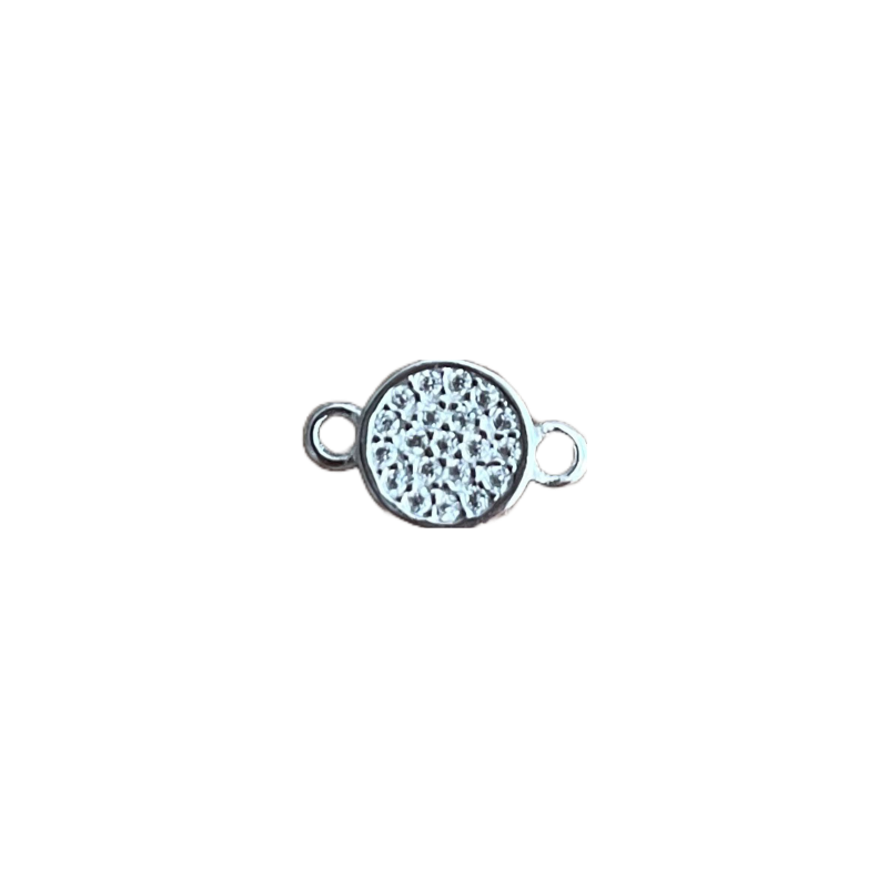 Intercalaire 6mm rond strass Argent 925 x1  - 1