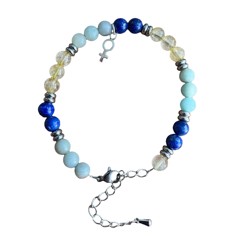 Bracelet fécondité & grossesse - lapis lazuli + citrine + amazonite x1  - 1