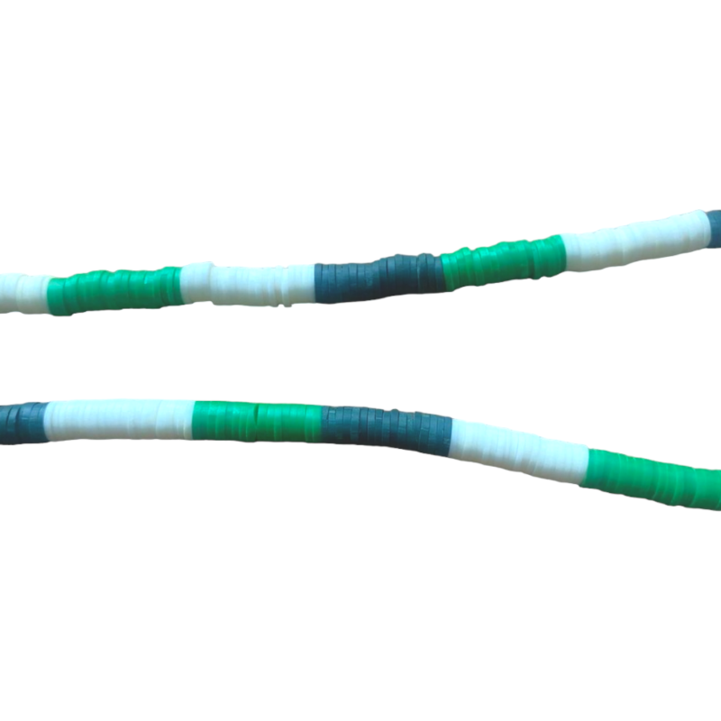 Rondelles Heishi Multicolore : BLANC et duo de VERT x1 Fil de 40cm  - 1