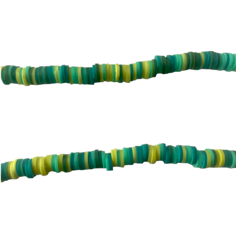 Rondelles Heishi 6x1mm mix VERT x1 Fil de 40cm  - 1