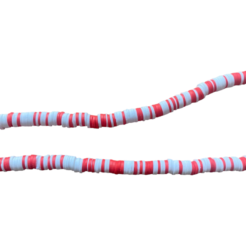 Rondelles Heishi Mix ROUGE et BLANC x1 Fil de 40cm  - 1