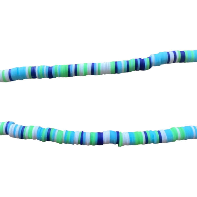 Rondelles Heishi 6x1mm Mix BLEU/VERT/BLANC x1 Fil de 40cm  - 1