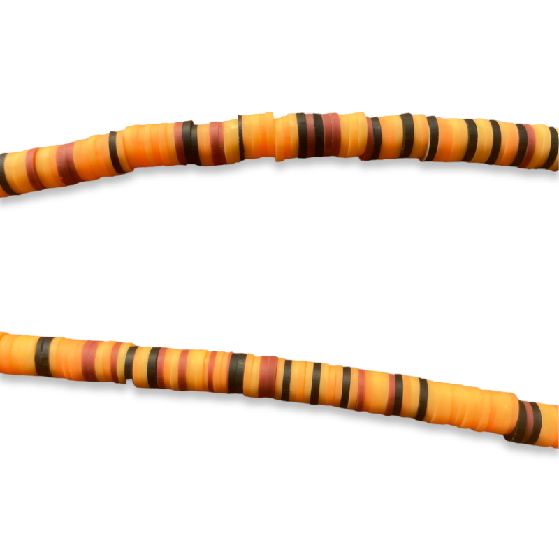 Rondelles Heishi 6x1mm Mix ORANGE / NOIR / BORDEAUX x1 Fil de 40cm  - 1