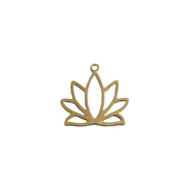 Breloque lotus dorée à l'or fin 24K -10x9.6mm  x1