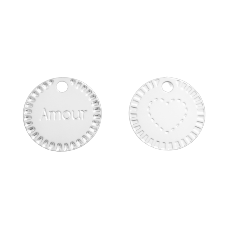 Breloque "Amour" et Cœur Finition A925, 10 microns 17MM x1