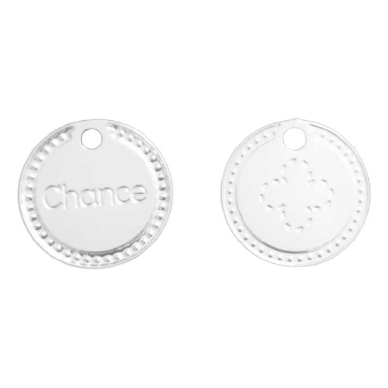 Breloque "Chance" et Trèfle finition A925, 10 microns 17MM x1