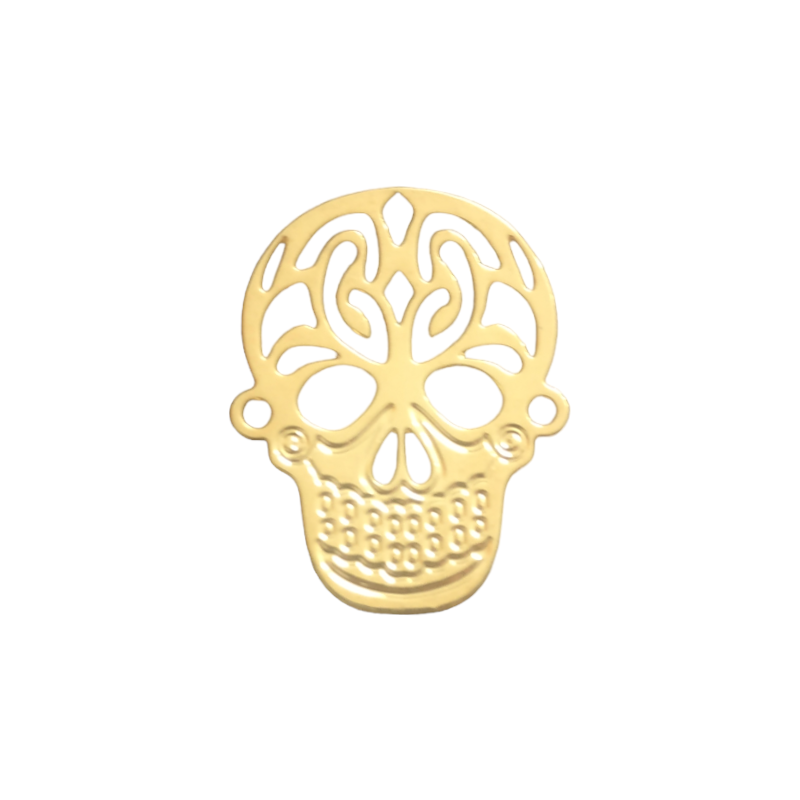 Intercalaire Calavera dorée à l'or fin 24K - 19.6x15MM x1