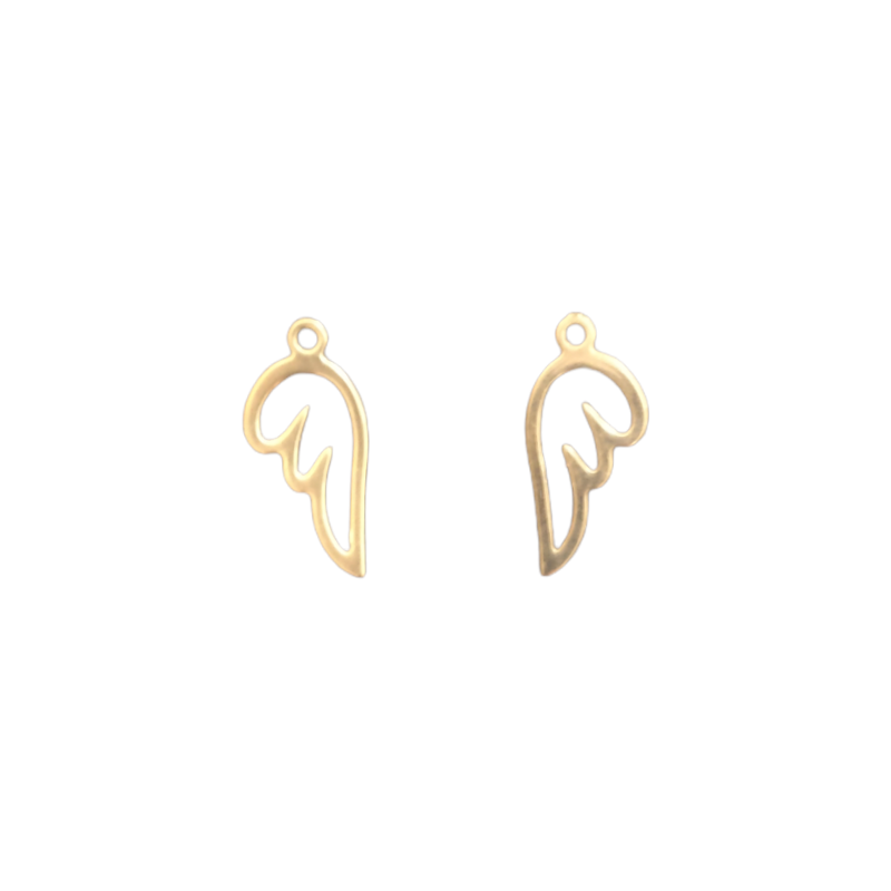 Breloque aile d'ange dorée à l'or fin 24K - 15x7.3MM x1