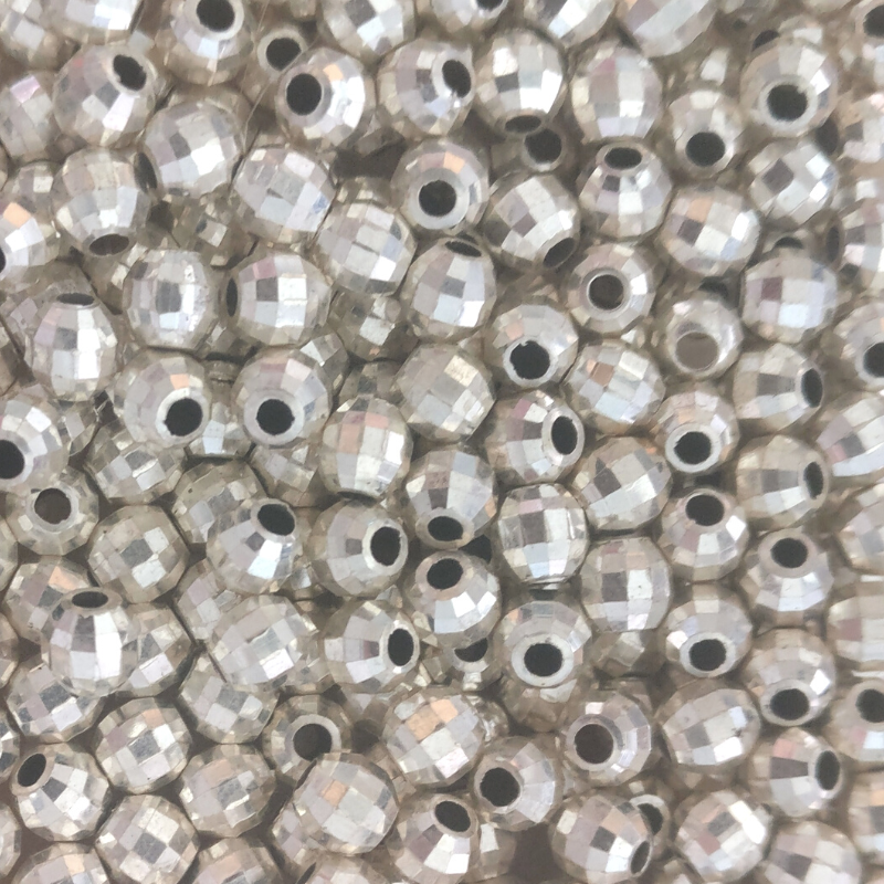 Perles Rondes facettées 4mm Argent 925 X5