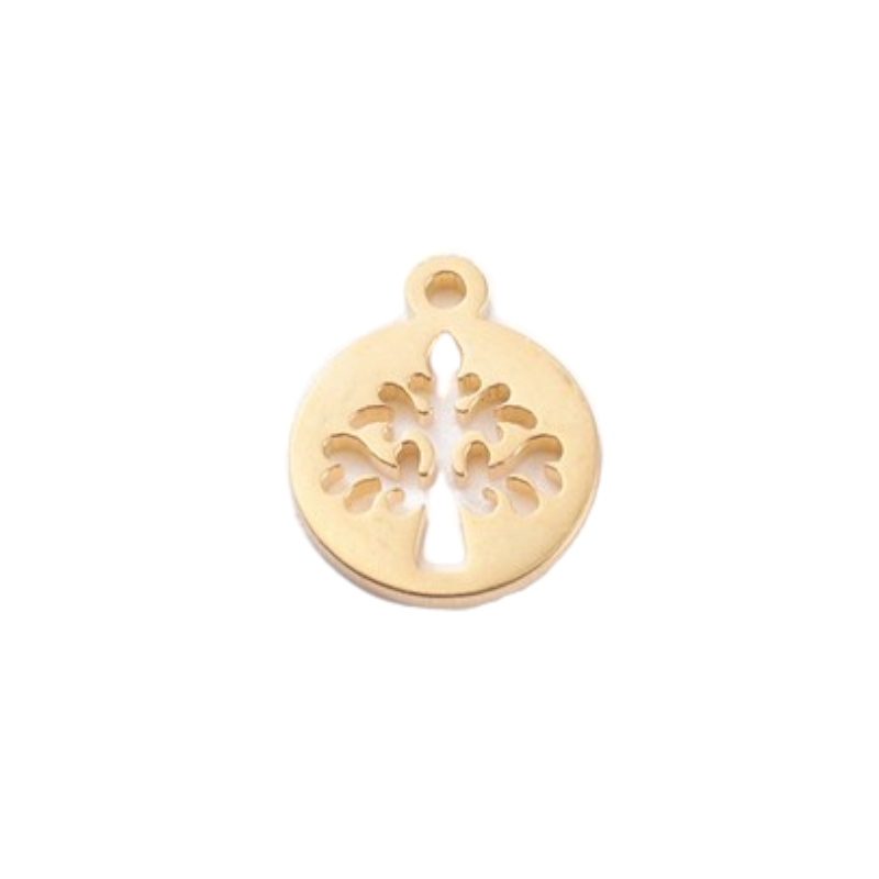 Breloque arbre de vie en acier inoxydable doré 12x10mm x1