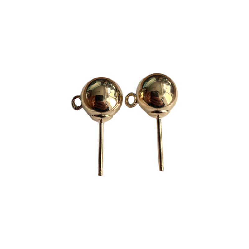 Clous d'oreilles boules 7mm en Gold Filled - x2