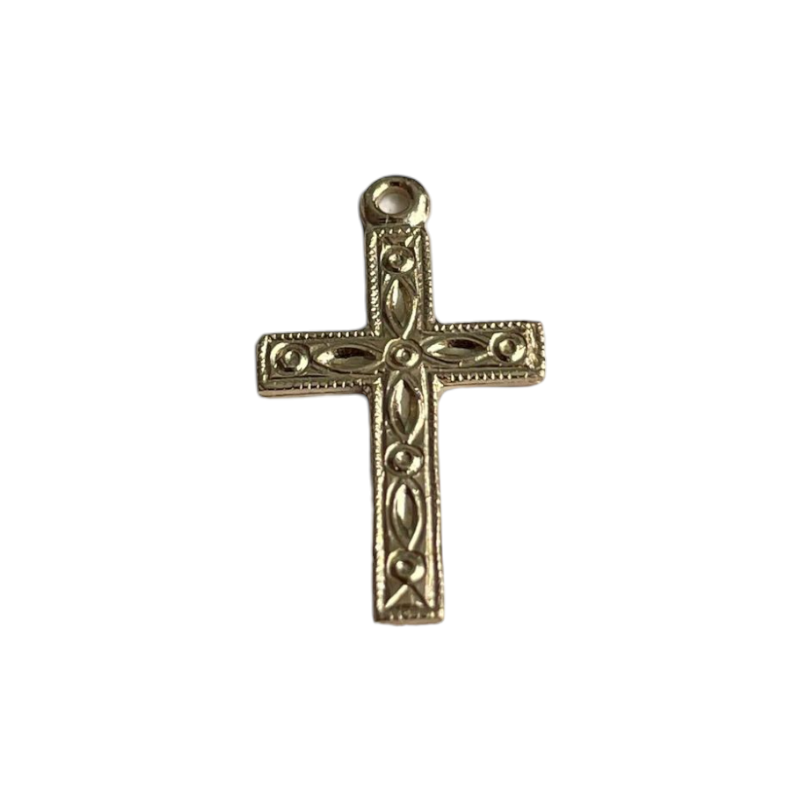 Breloque croix avec motif ethnique 17.5x10mm x1